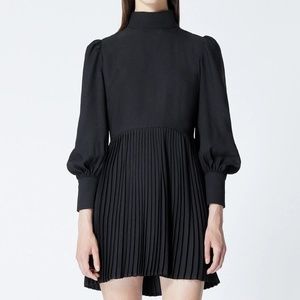 THE KOOPLES Short Wise Pleated Black Dress NWT